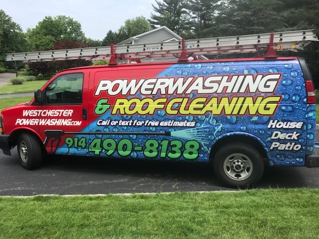 Westchester Power Washing Van, Free Estimate, Roof Washing, Residential Pressure Cleaning, Siding, pavers, decks, patios, fences, bricks, stone, wood, trex deck, cement, roofs, houses- www.westchesterpowerwashing.com- Katonah, Scarsdale, Pound Ridge, ARmonk, White Plains, Rye, Tarrytown, Chappaqua, Bronxville, Somers, Pleasantville, slat and shingle roof cleaning company, pressure washing business, westcher ny, westchester power washing